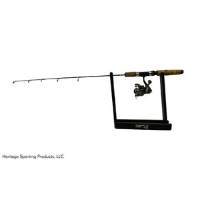 portable, fold-up rod holder for ice fishing poles