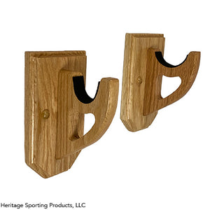 hand crafted two piece wall mounted horizontal gun display made from American Oak and stained with minwax stain