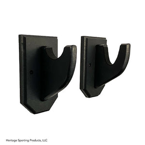 Two piece black poly gun mounts for wall gun display
