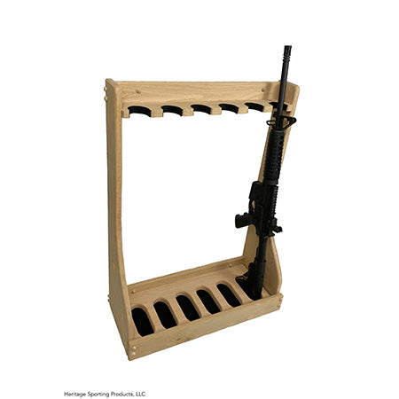 wood vertical gun rack for AR 15 made from solid oak