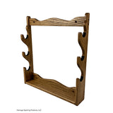 Wall mounted gun rack displays rifles horizontal made from American hardwood for gun collectors. Brand: Heritage Sporting Products